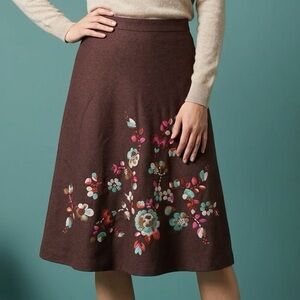 Vintage Oilily Embroidered Lambswool A-Line Skirt